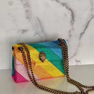Authentic KURT GEIGER LONDON Mini Kensington Rainbow Stripe Crystal Shoulder Bag